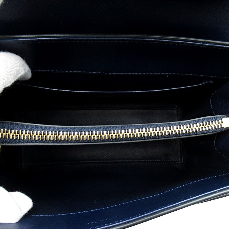 Celine Small 2-Way Handbag Calfskin Navy — view 7