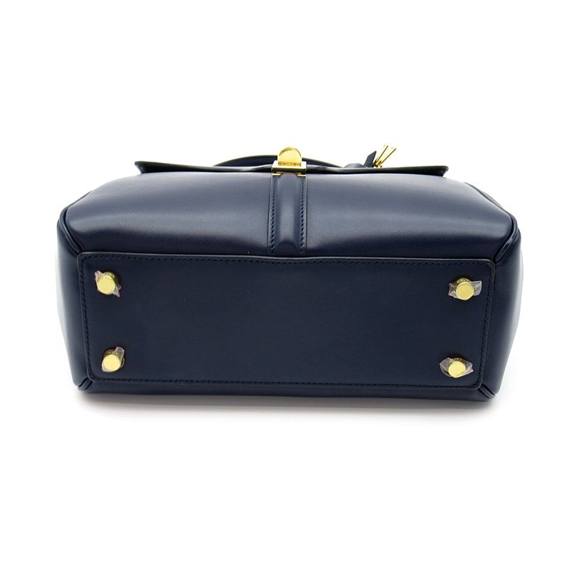 Celine Small 2-Way Handbag Calfskin Navy — view 6