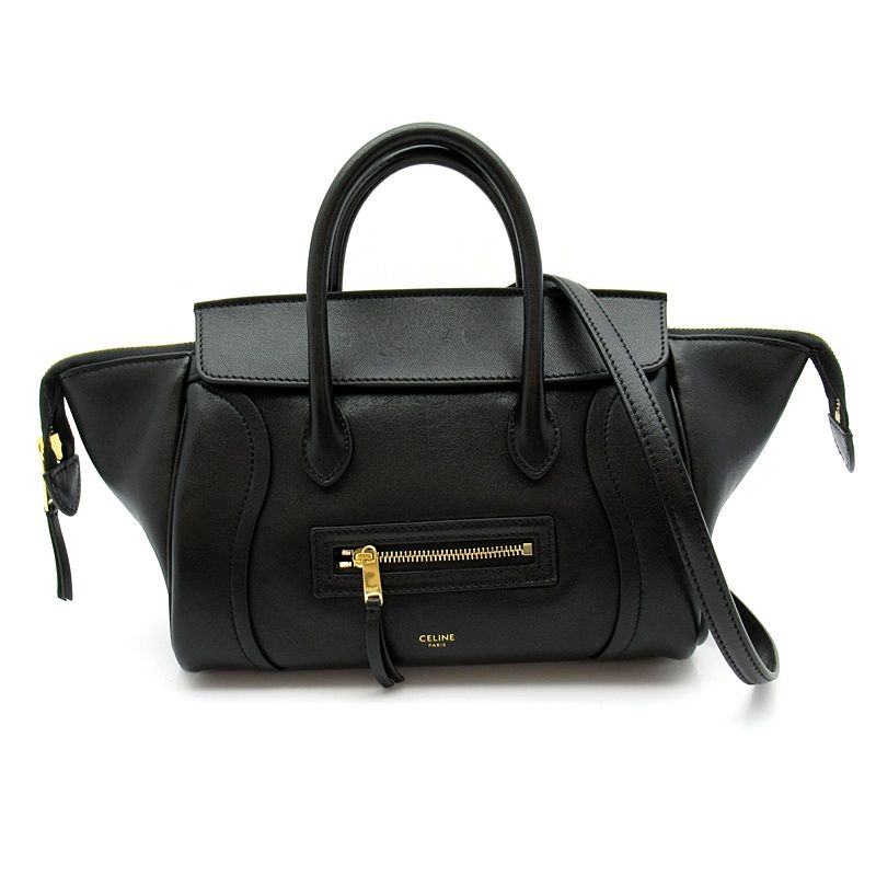 Celine Little Luggage Small Lambskin Handbag Black