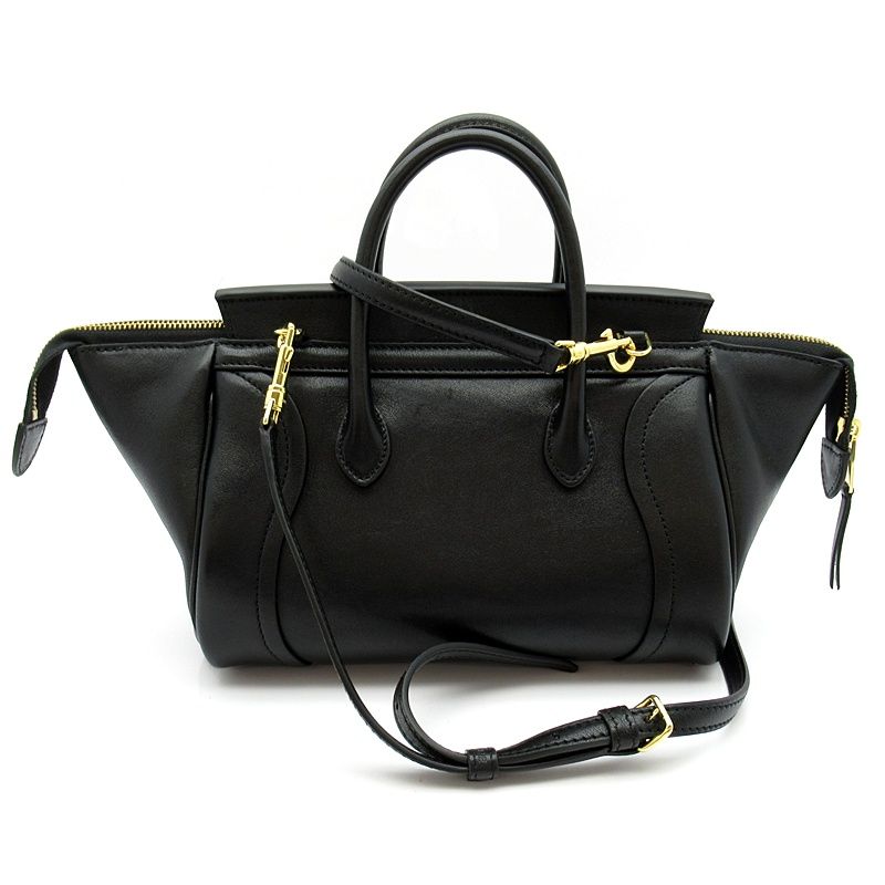 Celine Little Luggage Small Lambskin Handbag Black — view 4