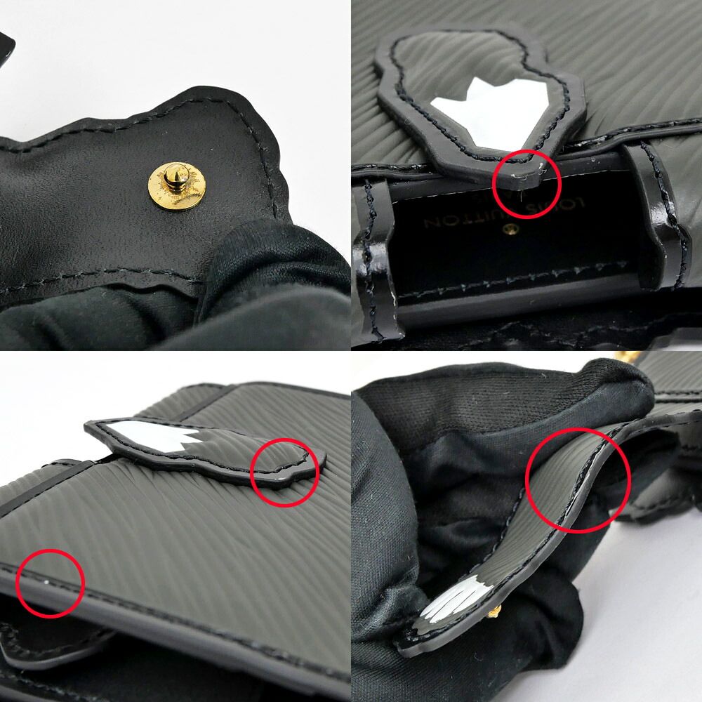 Louis Vuitton Cat Glam Card Case Epi Gray Black Leather Fixed — view 8
