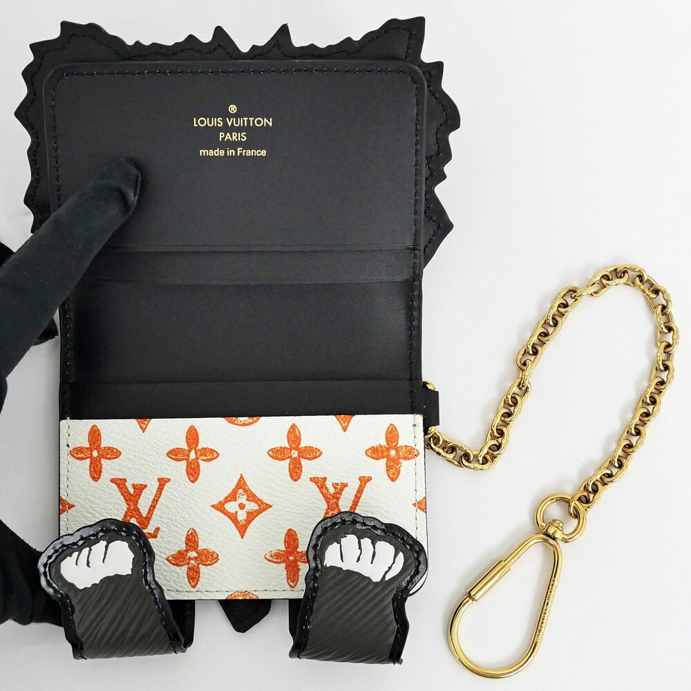 Louis Vuitton Cat Glam Card Case Epi Gray Black Leather Fixed — view 6