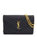 Saint Laurent Shoulder Bag Cassandra Classic Chain Wallet Black Leather Gold