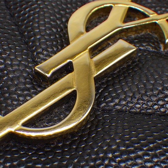 Saint Laurent Shoulder Bag Cassandra Classic Chain Wallet Black Leather Gold — view 7