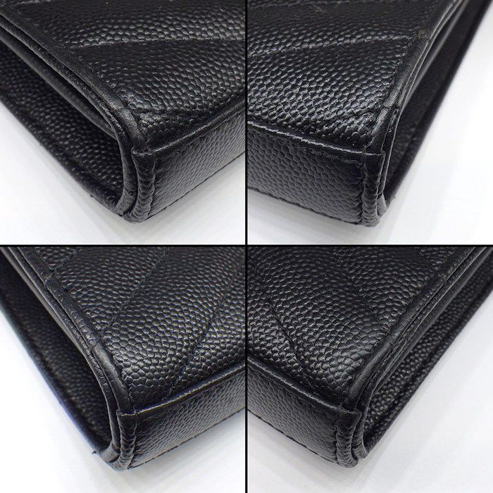 Saint Laurent Shoulder Bag Cassandra Classic Chain Wallet Black Leather Gold — view 8