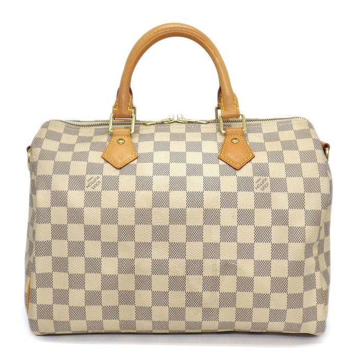 Louis Vuitton Handbag Speedy Bandouliere 30 Damier Azur Leather Gold — view 2