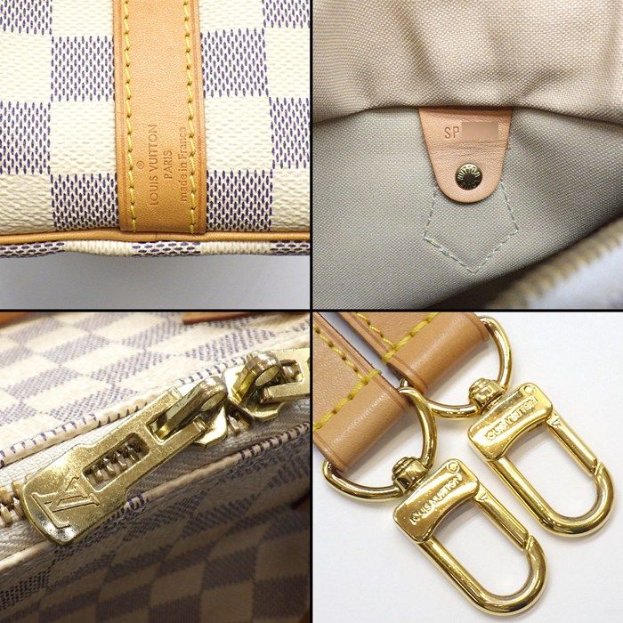 Louis Vuitton Handbag Speedy Bandouliere 30 Damier Azur Leather Gold — view 6