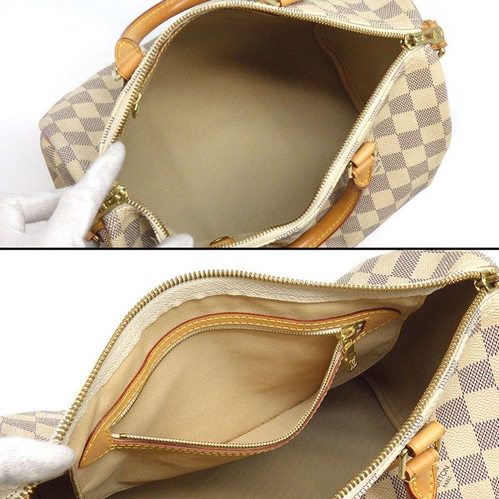 Louis Vuitton Handbag Speedy Bandouliere 30 Damier Azur Leather Gold — view 5