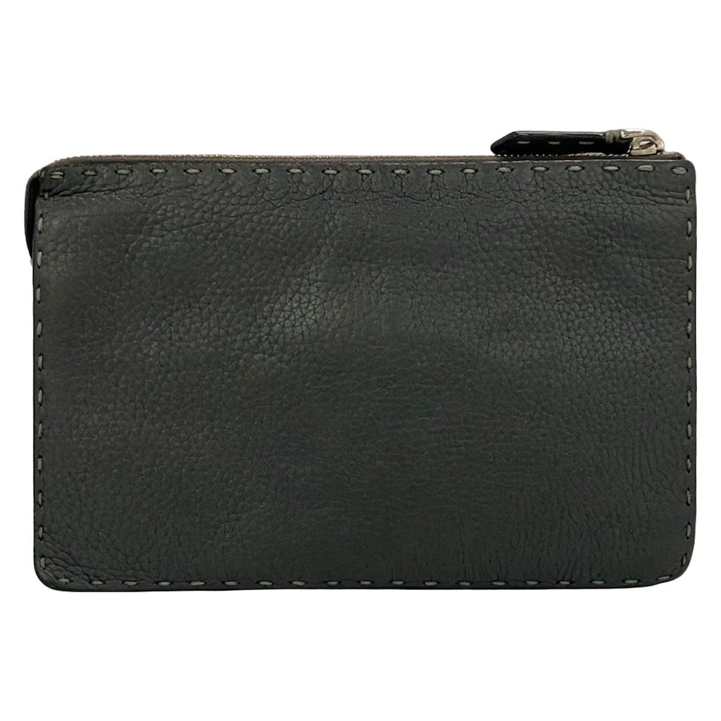 Fendi Clutch Selleria Dark Gray Leather — view 3
