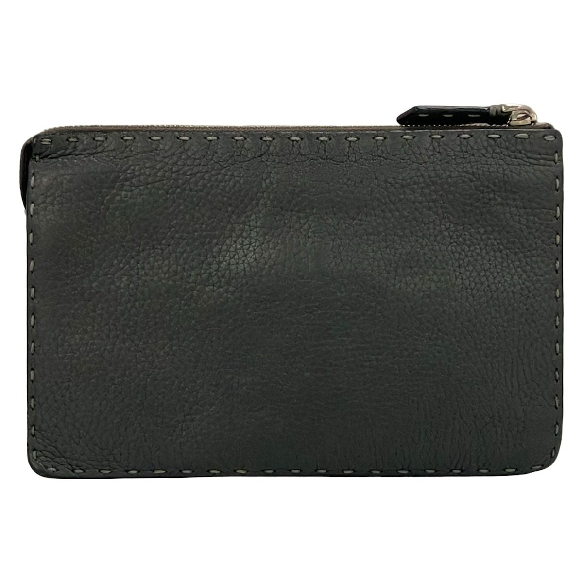 Fendi Clutch Selleria Dark Gray Leather — view 3