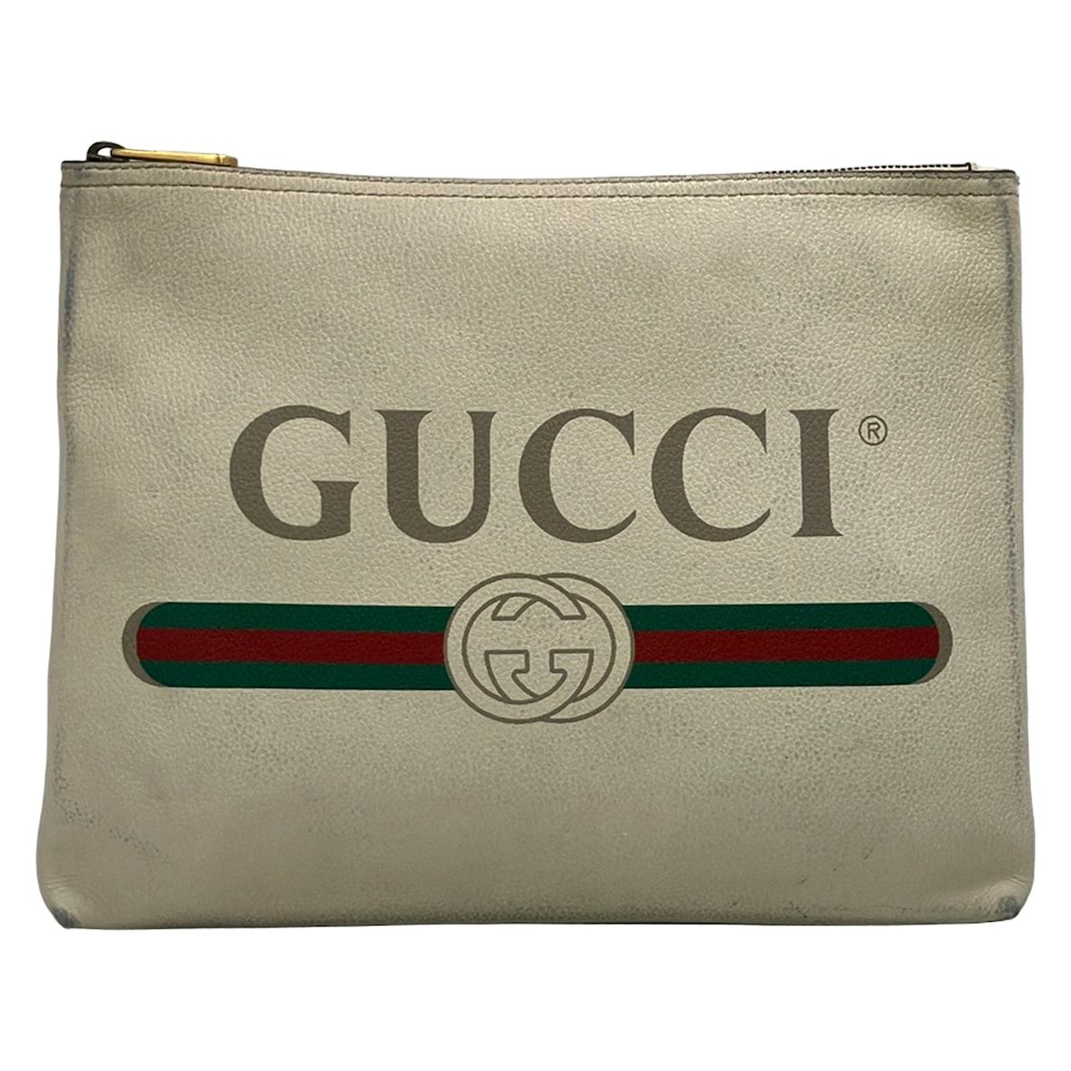 Gucci Clutch Print Medium Portfolio Ivory Leather