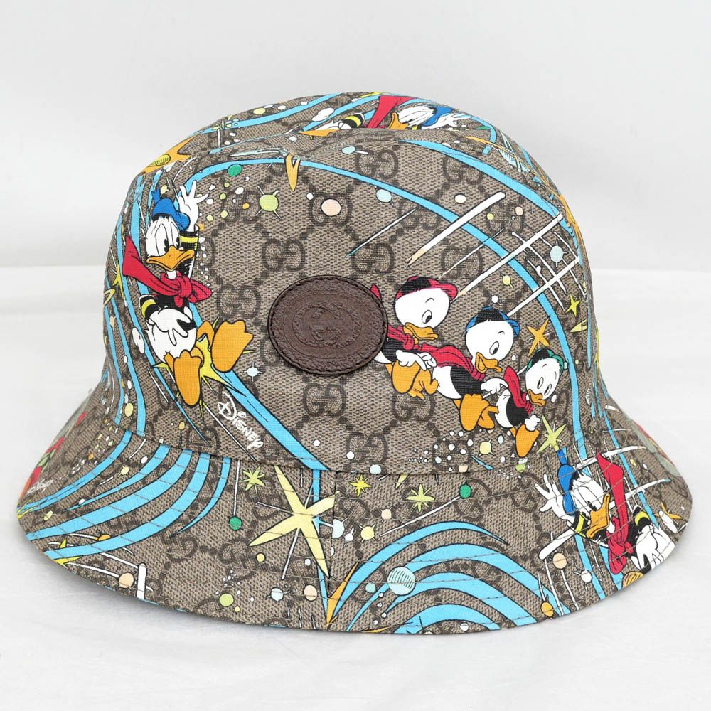 Gucci Disney Hat M GG Pattern Donald Duck Brown Hat Cotton — view 4