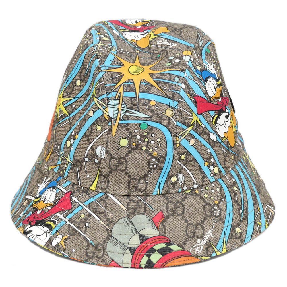 Gucci Disney Hat M GG Pattern Donald Duck Brown Hat Cotton