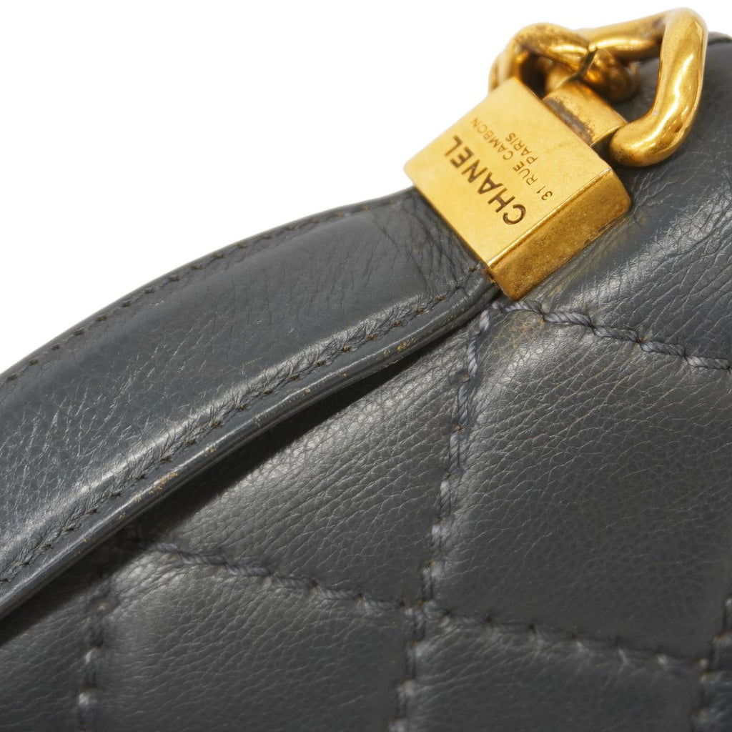 Chanel Handbag Wild Stitch Leather Gray Silver 2-Way Bag — view 8