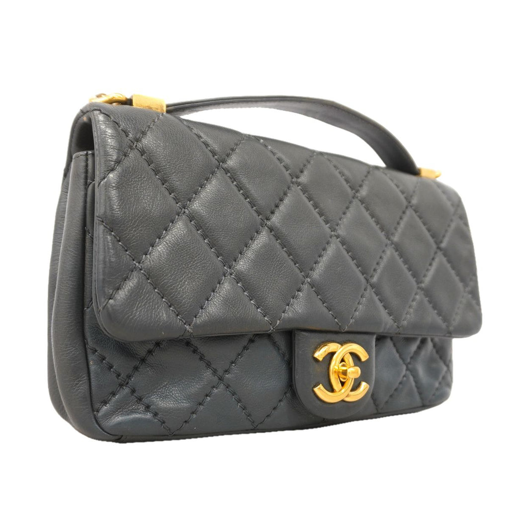 Chanel Handbag Wild Stitch Leather Gray Silver 2-Way Bag — view 2