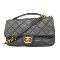 Chanel Handbag Wild Stitch Leather Gray Silver 2-Way Bag