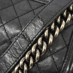 Chanel Shoulder Bag Boy Leather Black Silver — view 7