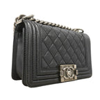 Chanel Shoulder Bag Boy Leather Black Silver — view 2