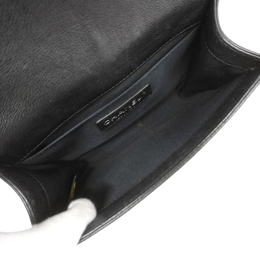 Chanel Shoulder Bag Boy Leather Black Silver — view 4