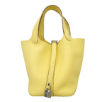 Hermes Handbag Picotin Lock PM Taurillon Clemence Jaune Milton Silver