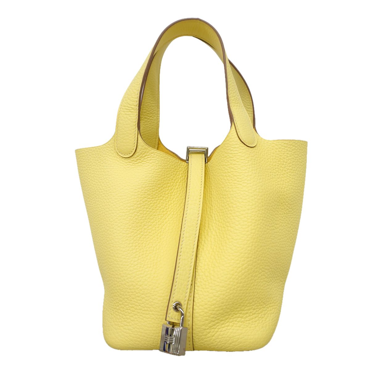 Hermes Handbag Picotin Lock PM Taurillon Clemence Jaune Milton Silver
