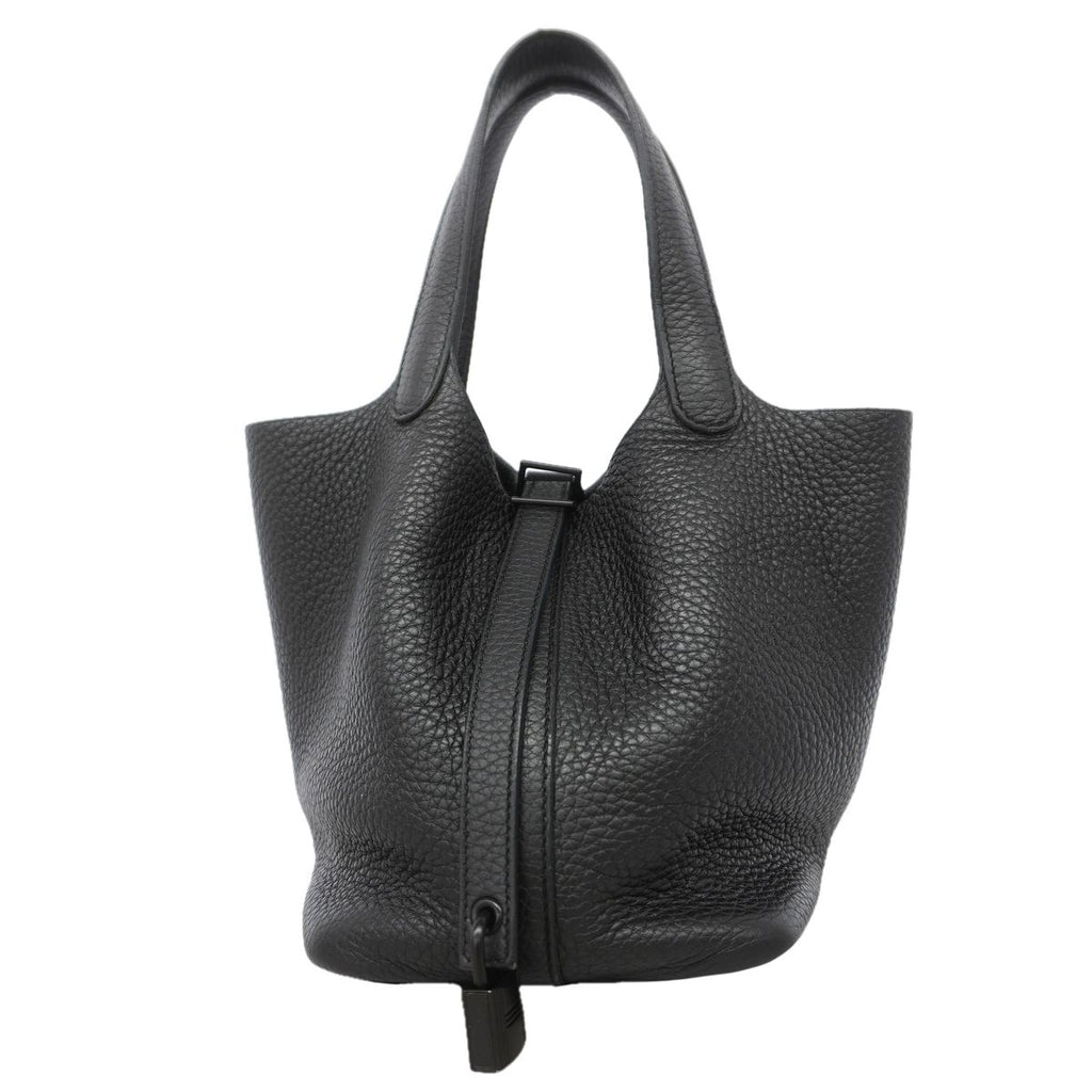 Hermes Handbag Picotin Lock PM Taurillon Clemence So Black