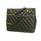Chanel Shoulder Bag Quilted Lambskin Black Gold