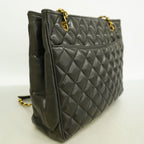 Chanel Shoulder Bag Quilted Lambskin Black Gold — view 2
