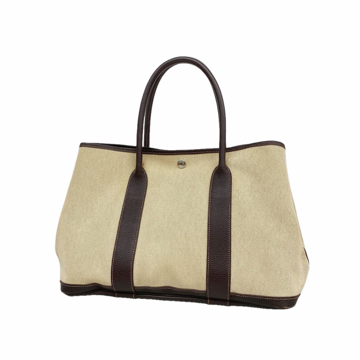 Hermes Tote Bag Garden Party PM Toile H Brown Silver