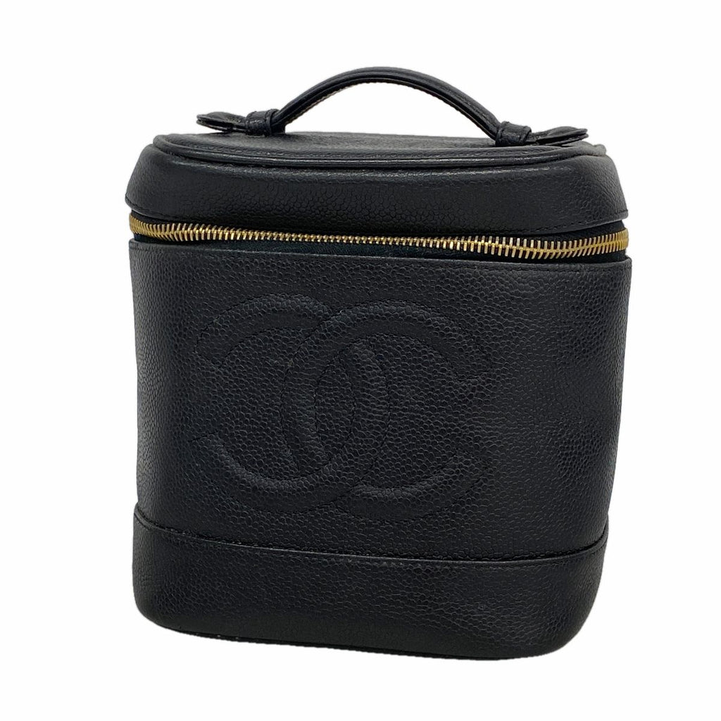 Chanel Vanity Bag Caviar Leather Black Gold