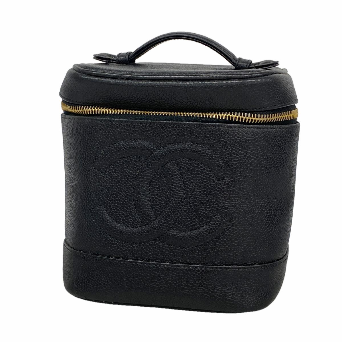 Chanel Vanity Bag Caviar Leather Black Gold