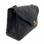 Chanel Shoulder Bag Quilted Lambskin Black Gold — view 2
