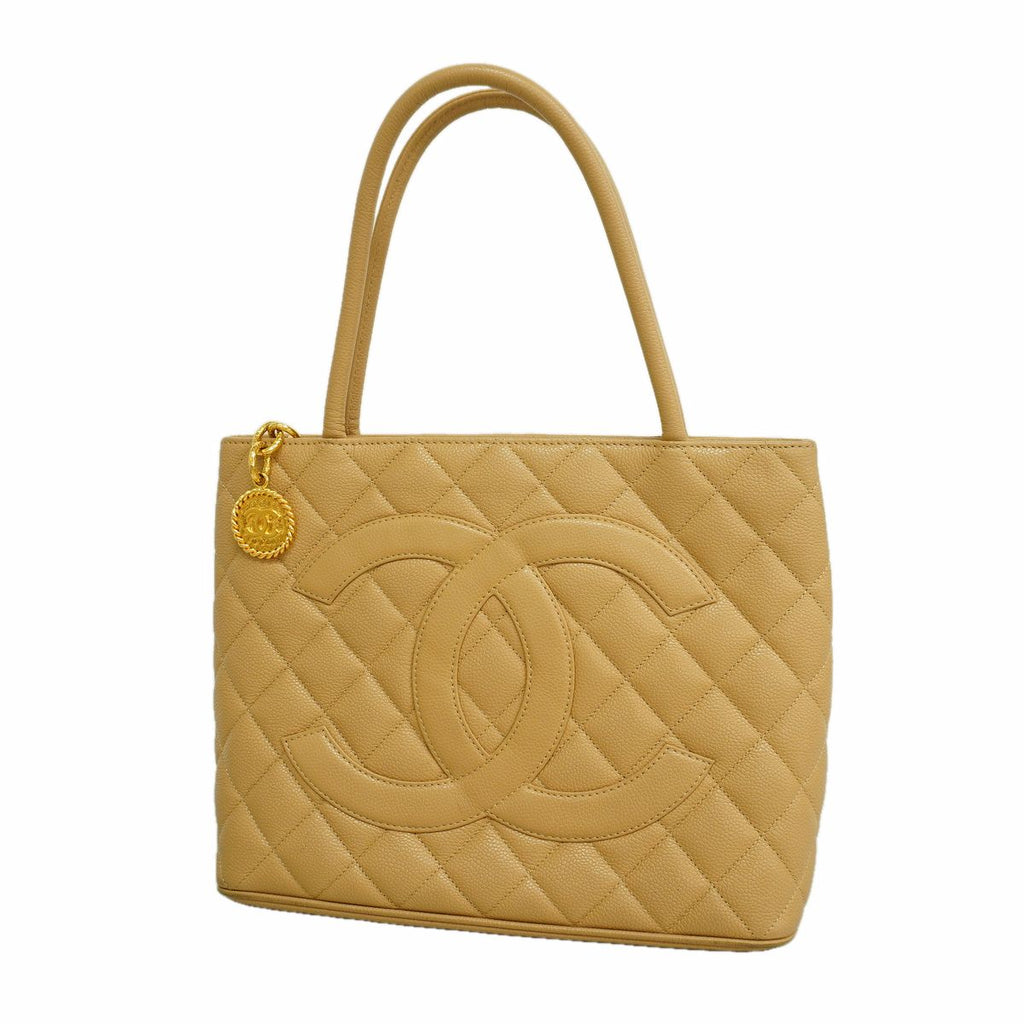 Chanel Tote Bag Reissue Caviar Leather Beige Gold