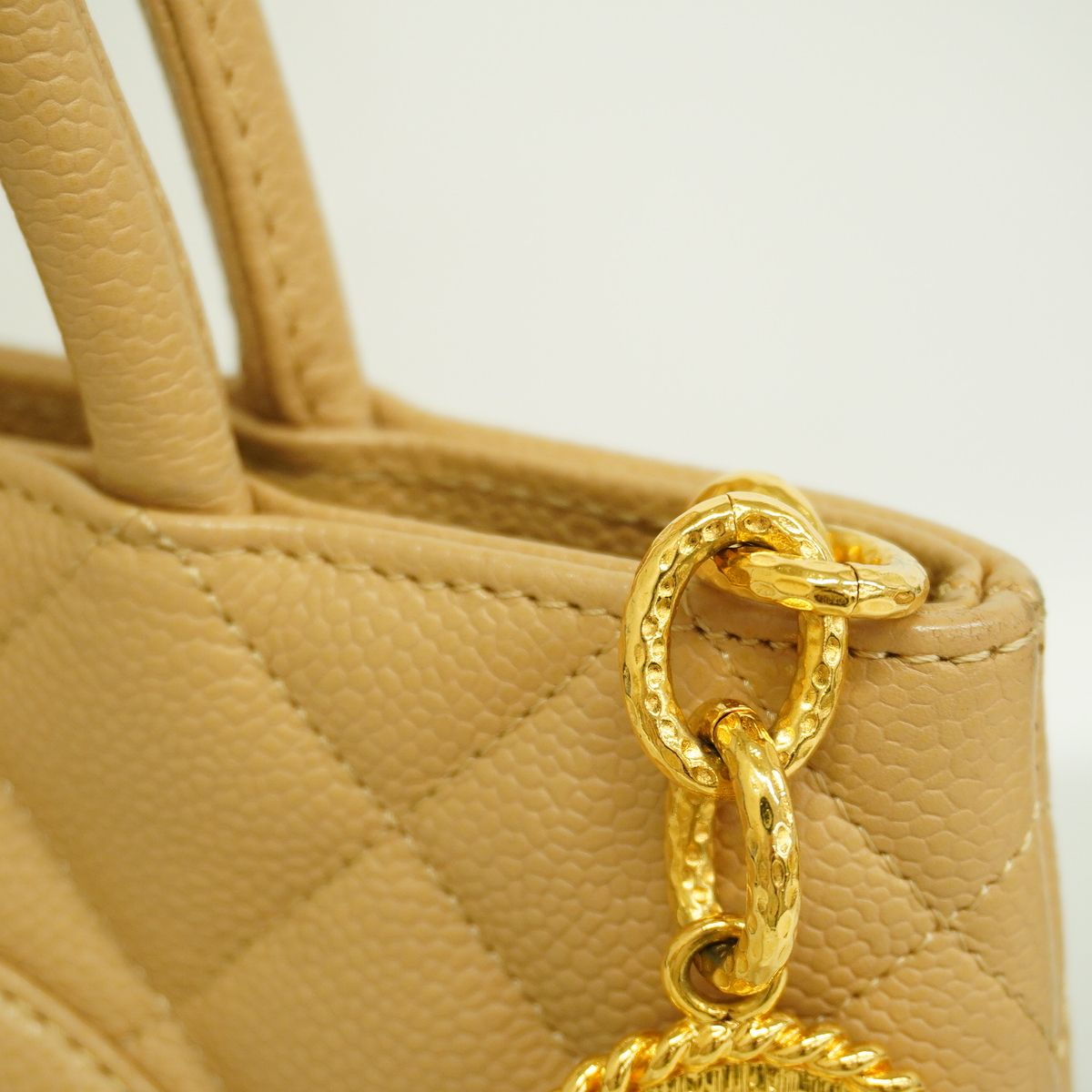 Chanel Tote Bag Reissue Caviar Leather Beige Gold — view 8