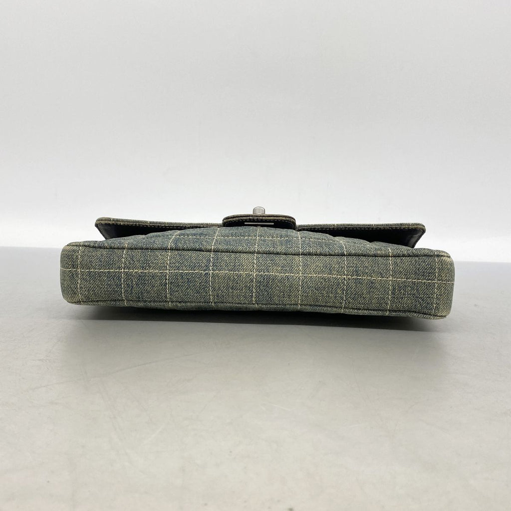 Chanel Shoulder Bag Choco Bar Denim Blue Silver — view 3