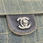 Chanel Shoulder Bag Choco Bar Denim Blue Silver — view 8
