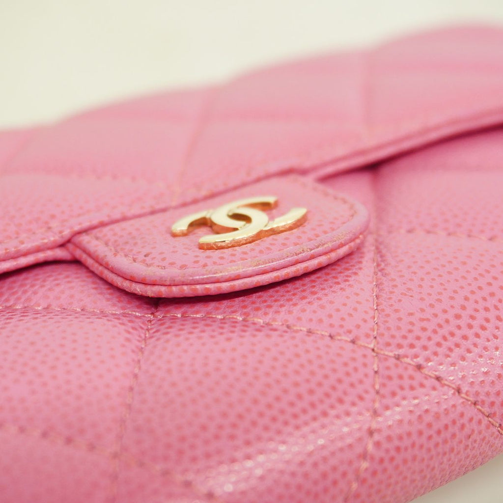 Chanel Wallet Quilted Caviar Leather Pink Gold — view 8