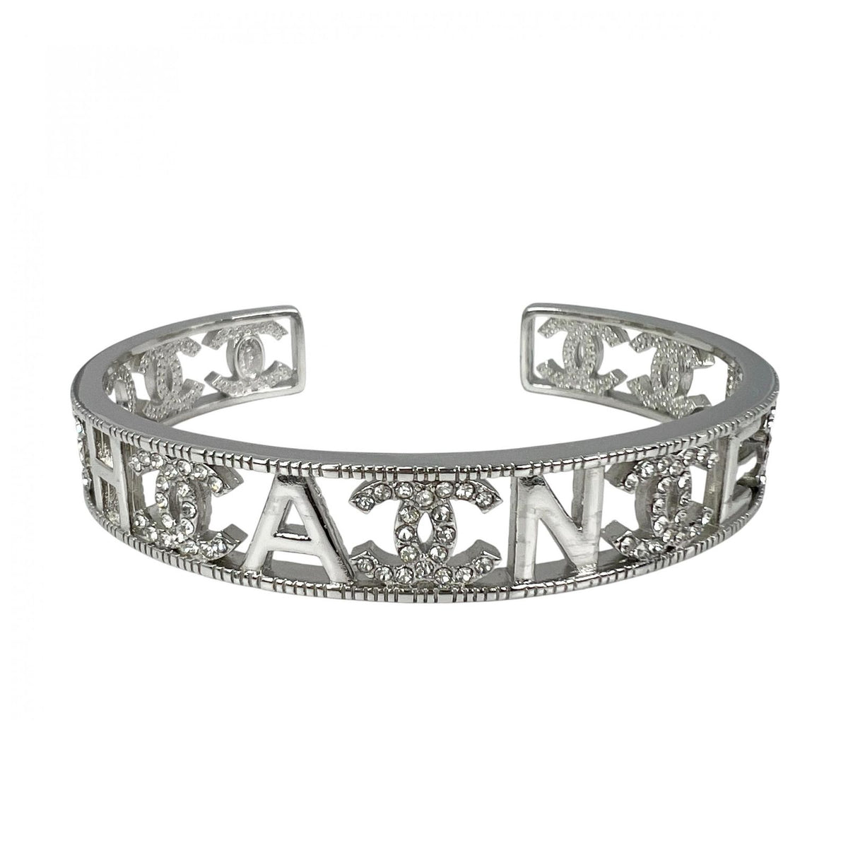 Chanel Bangle Silver CC Logo Bracelet