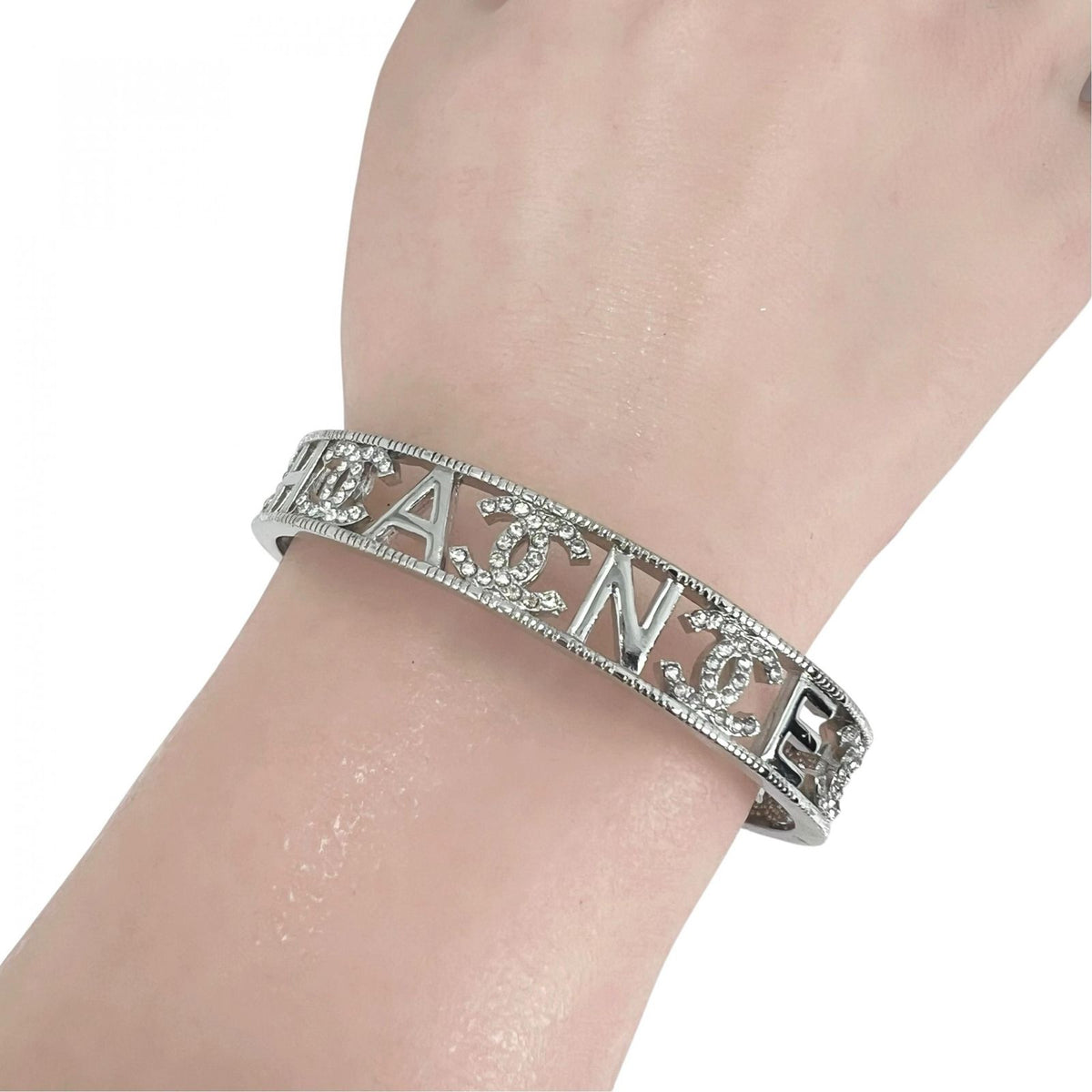 Chanel Bangle Silver CC Logo Bracelet — view 3
