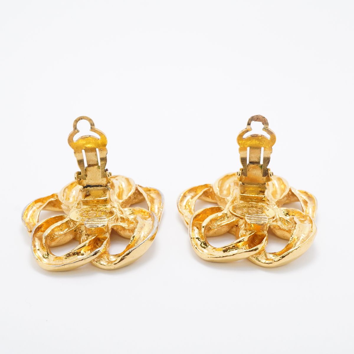 Chanel Earrings Vintage CC Logo Gold Plated — view 8