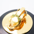 Chanel Earrings Vintage CC Logo Quilted Plastic Gold Plated Black — view 6