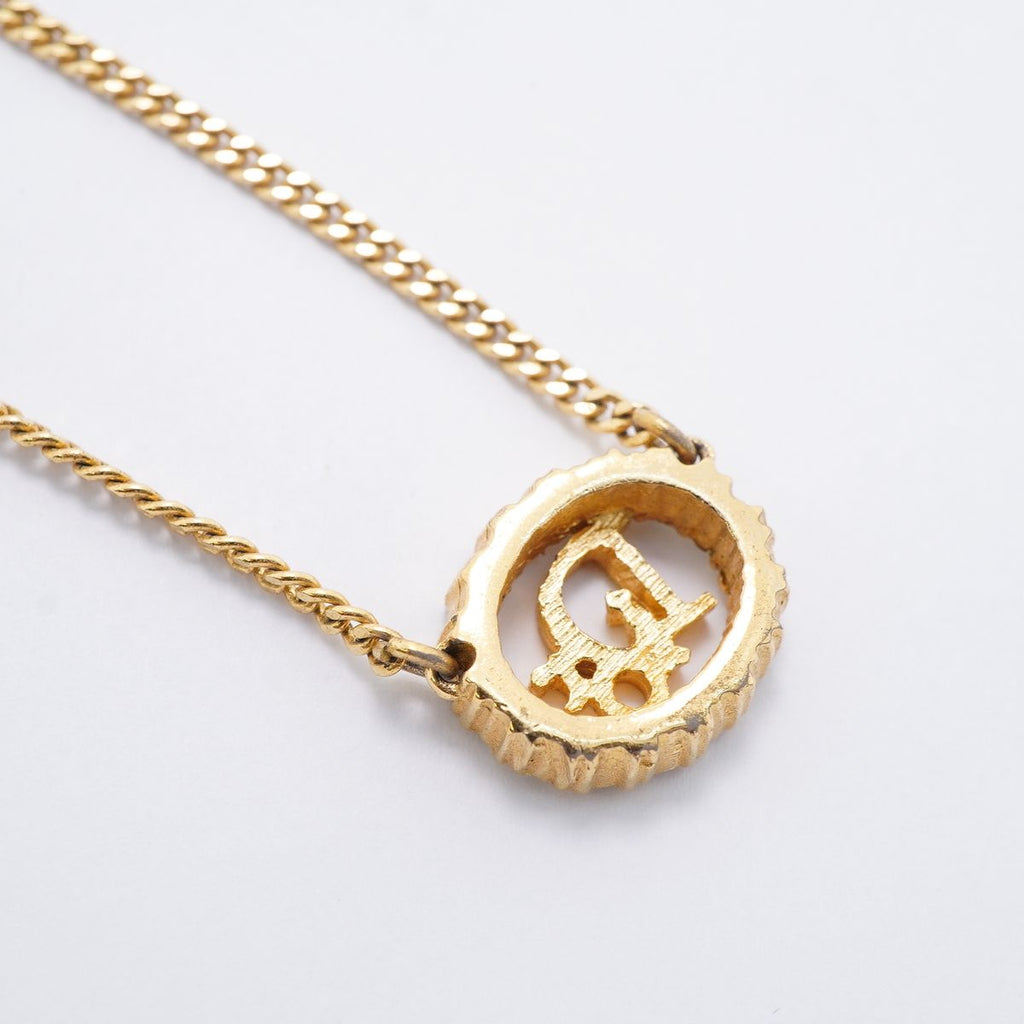 Dior Necklace Logo Oval Gold Plated Rhinestone — view 2