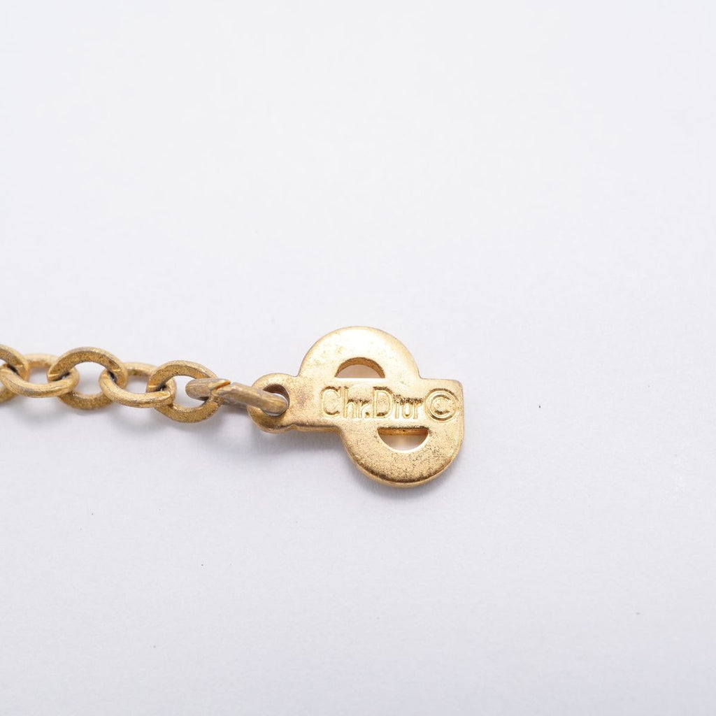 Dior Necklace Logo Oval Gold Plated Rhinestone — view 5
