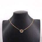 Dior Necklace Logo Oval Gold Plated Rhinestone — view 6