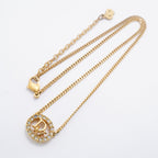 Dior Necklace Logo Oval Gold Plated Rhinestone — view 3