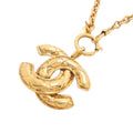 Chanel Necklace Vintage CC Logo Quilted Gold Plated