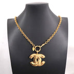Chanel Necklace Vintage CC Logo Quilted Gold Plated — view 7