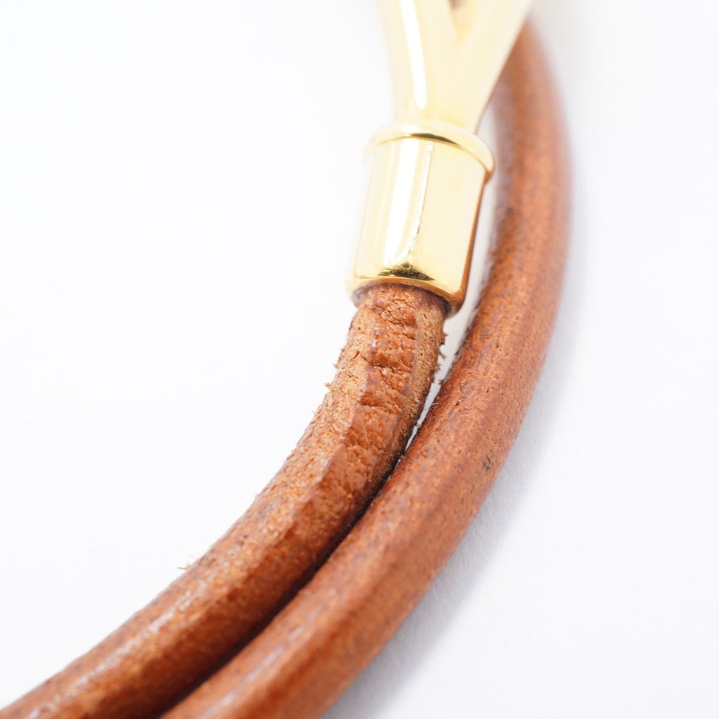 Hermes Bracelet Jumbo Hook Gold Plated Leather Brown — view 7