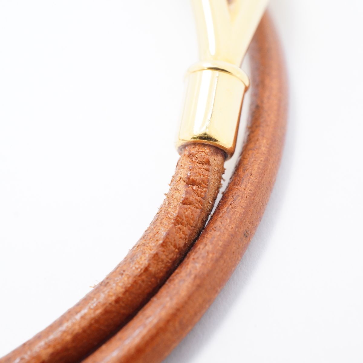 Hermes Bracelet Jumbo Hook Gold Plated Leather Brown — view 7