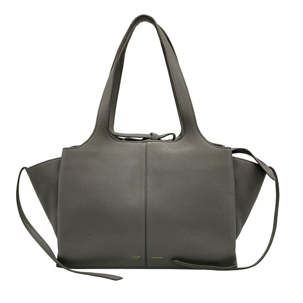 Celine Shoulder Bag Trifold Gray Leather